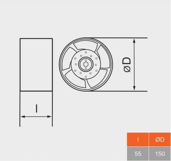 Heat-resistant duct exhaust fan VO T ⌀150mm, 240 m³ / h - Image 5