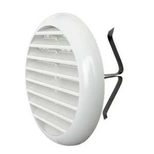 Alternative view of Round self-adjusting ventilation grille with springs and insect screen TUR125B, Ø80/125mm, white