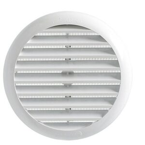 Round self-adjusting ventilation grille with springs and insect screen TUR125B, Ø80/125mm, white