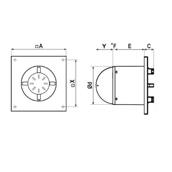 Wall fan EON BD125/8677 ⌀125mm 220 m³/h, plastic, gray metal - Image 5